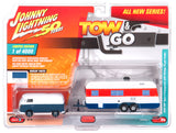 Tow & Go Johnny Lightning 50th Anniversary  w/ Travel Trailer | JLTG001| Johnny Lightning-Round 2-1965 Volkswagen Transporter-ProTinkerToys