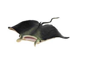 Black manta ray sculpture with visible mouth, displayed on white background for Mamejo MAJ12210