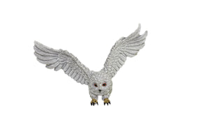 Stuffed snowy owl toy with outstretched wings, gray and detailed for Mamejo MAJ23206