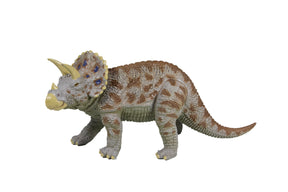 Dinosaur toy figure resembling a triceratops with light brown and tan coloring for Mamejo MAJ32004