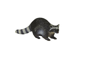Black raccoon toy with striped tail, standing on white background for Mamejo MAJ52004