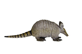 Small, textured armadillo toy with long tail, viewed from side for Mamejo MAJ52006