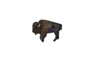 Statue of a large buffalo bull, dark brown and black, standing profile for Mamejo MAJ52011