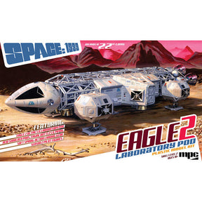 Model kit box art showing the Space:1999 Eagle II with Lab Pod attached for MPC MPC923