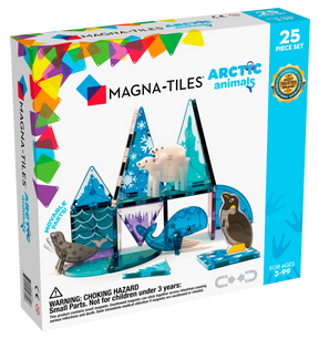 Building set with arctic animal shapes and connecting tiles for Magna-Tiles 21125