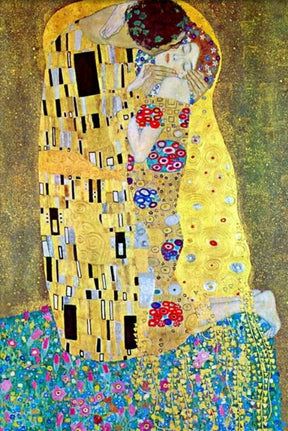 Couple embracing in a gold, mosaic-style puzzle artwork for PuzzleLife PLF1122