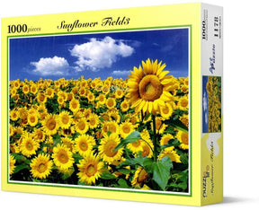 Vibrant field of sunflowers under a blue sky, 1000-piece puzzle for PuzzleLife PLF1178