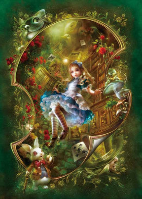 Alice in Wonderland fantasy art with whimsical characters and playing cards for PuzzleLife PLF1320