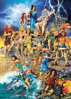 Mythological heroes and gods battle in a dramatic, epic scene for PuzzleLife PLF1343
