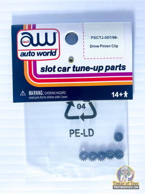 Slot car tune-up parts kit with drive pinion clip and small gears for Auto World PSCTJ