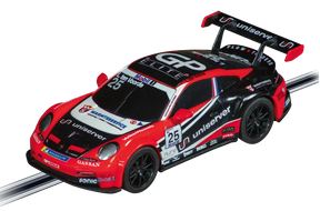 Red Porsche 911 GT3 Cup race car model, number 25, on a track for Carrera 20064207