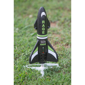 Black electric rocket model on grass with white landing gear for Rage R/C RGR4150B