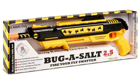 Yellow and black bug zapper style fly swatter in its retail box for Bug-A-Salt BS2.5-RY