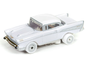 White slot car of a 1950s Thunderbird car for 4 Cars SC324, front view
