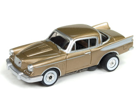 Gold 1950s style slot car toy, side view for Auto World SC334