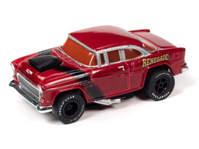 Red slot car of a classic muscle car with "RENEGADE" lettering for Auto World SC354
