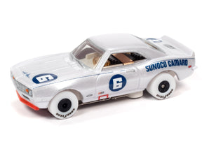 Silver Sunoco Camaro slot car racer with number 6 for Auto World Slot Cars SC362