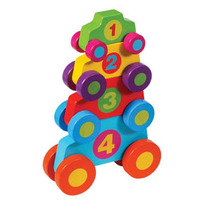 Colorful stacking toy with numbers 1 through 4 and wheels for Schylling SPLC