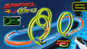 RC car track with glowing loops and remote control for Jupiter Creations 90010