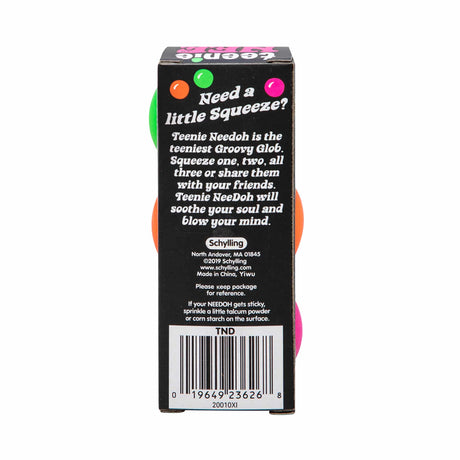 Product packaging for Teenie Nee Doh, featuring branding and barcode for Schylling TND