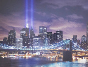 Night skyline view of Manhattan across the water with illuminated bridge for Tomax TOM100-241