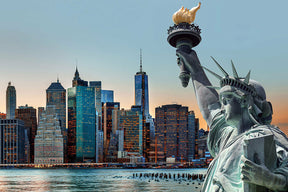 Statue of Liberty with Manhattan skyline backdrop at sunset for Tomax TOM100-291