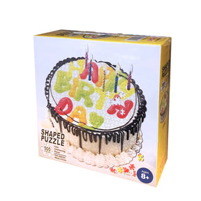 Birthday cake shaped puzzle box, 500 interlocking pieces for ages 8+ for Tomax TOMSP50-003