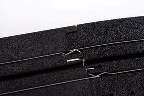 Black drawer slides, straight track, showing two connected metal runners for AFX/Racemasters 70607, track view