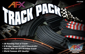Black and silver track pieces for theatrical set building for AFX/Racemaster 21045, track view