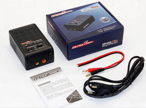 AC charger unit with power cords and instructions for battery charging for UltraPower UP4AC