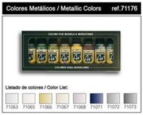 Model Air Metallic Colors 8 Colour Acrylic Airbrush Paint Set | 71176 | Vallejo Paints-Vallejo Paints-[variant_title]-ProTinkerToys