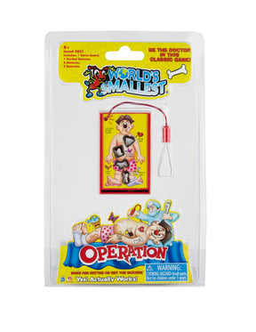 Game set for "Operation," featuring tools and game board for a dexterity challenge for Super Impulse 5037