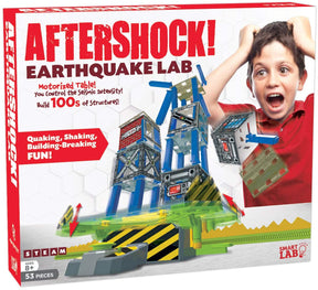 Kids building and testing structures on a motorized earthquake lab table for Smart Lab 00525