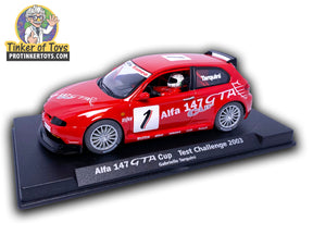 Red slot car: 2003 Alfa 147 GTA Cup Test Challenge for Fly Car A-722
