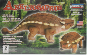Dinosaur model kit showing an Ankylosaurus skeleton and assembled model for Lindberg 70276