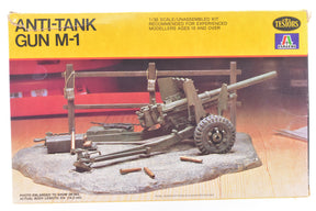 Assembled anti-tank gun model kit, showing detailed components on a base for Testors Italeri Models 781
