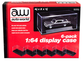 Six-pack display case for 1:64 scale vehicles, clear acrylic for Auto World AWDC008