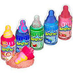 Assortment of colorful, toy baby bottles with candy-themed accessories for Tops Candy 634
