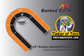 12-inch radius banked curve track piece for model racing for AFX/Racemasters 70625