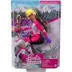 Skiing doll set featuring brunette skier with accessories for play for Mattel HCN30