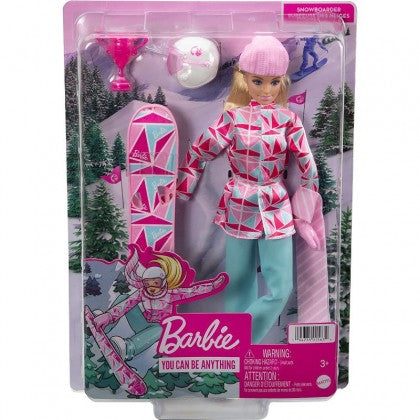BARBIE YOU CAN BE ANYTHING WINTER SPORTS SNOWBOARDER BLONDE DOLL WITH ACCESSORIES (  | HCN30 | Mattel