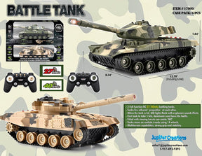 Remote-controlled battle tanks in various poses, showing size and features for Jupiter Creations 17009