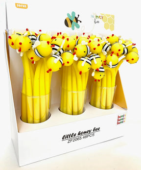 Yellow pen set with bee toppers, ready for writing fun for BCmini 22434