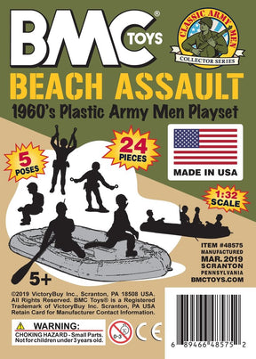 Beach assault toy set: 24 pieces of 1960s plastic army men for BMC 48575