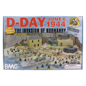 Toy set depicting D-Day invasion with plastic figures and vehicles for BMC 40009