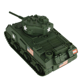 Dark green model of a WWII Sherman M4 tank with US markings for BMC 49990