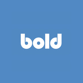 Bold text logo on a solid blue background for Bold Commerce