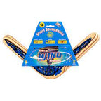 Blue and yellow boomerangs with "Spirit Boomerangs" packaging for Channel Craft BSWG
