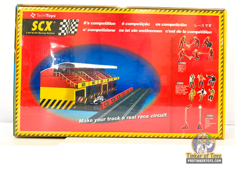 Race track and grandstand toy set box art for SCX 88260