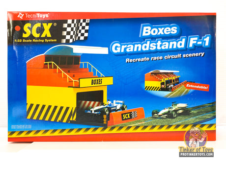 Toy set for recreating F-1 race grandstand scenery with cars for SCX 88260